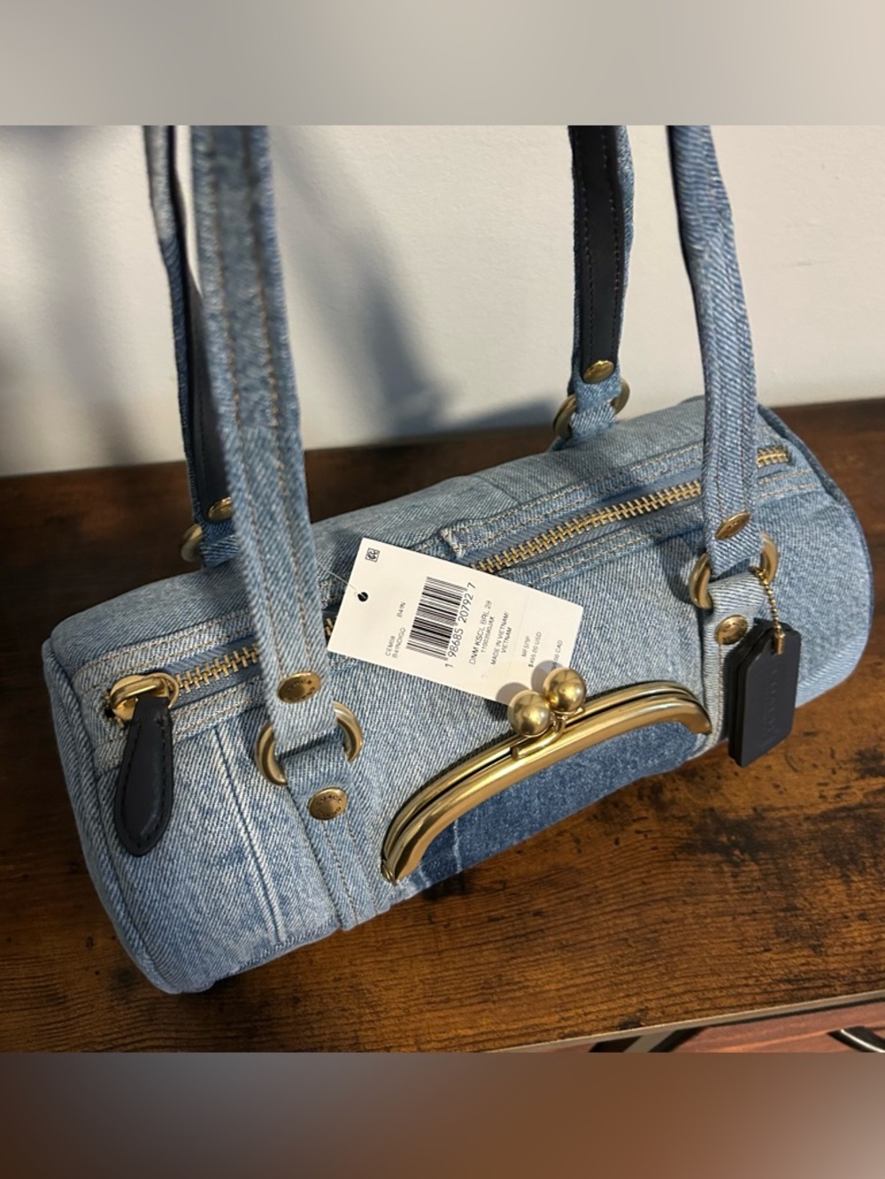 Coach Denim Kisslock Barrel Bag 28 - Picture 5 of 14